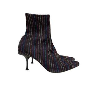Segio Rossi Black with Metallic Sparkle Coloured Striped Pump (6)